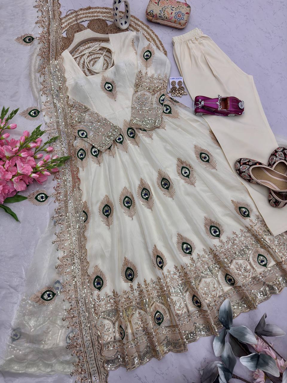 Heavy fendy silk 3 piece designer set (FSD1)
