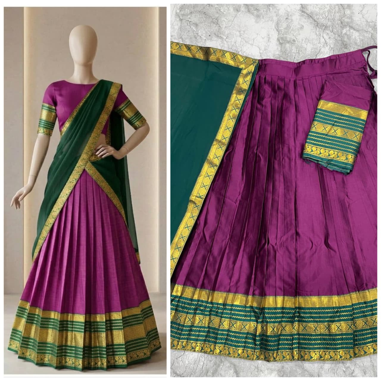 The South-style Kanjivaram Type silk lehenga (L39)