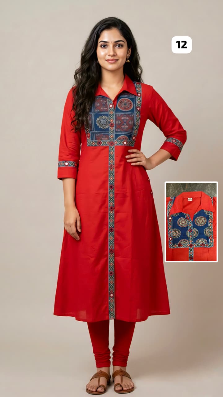 Cotton Mirror work Kurti 12