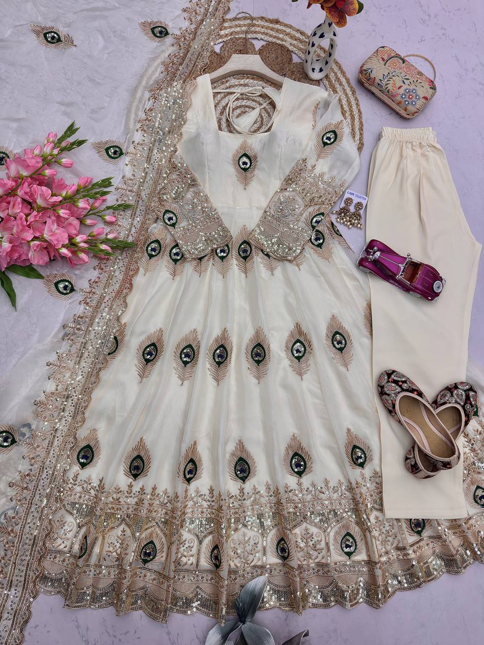 Heavy fendy silk 3 piece designer set (FSD1)