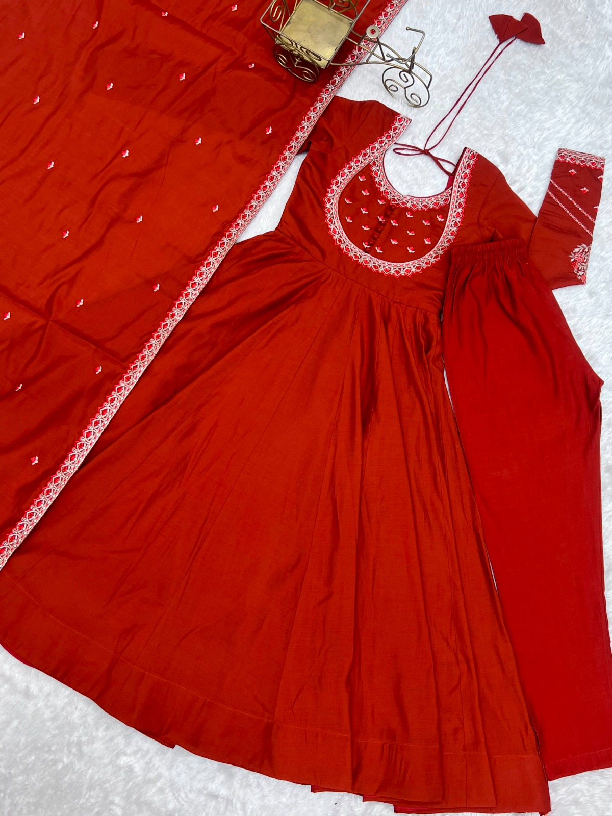 PURE ROMAN CHANDERI SILK FLARE ANARKALI (PRC01)