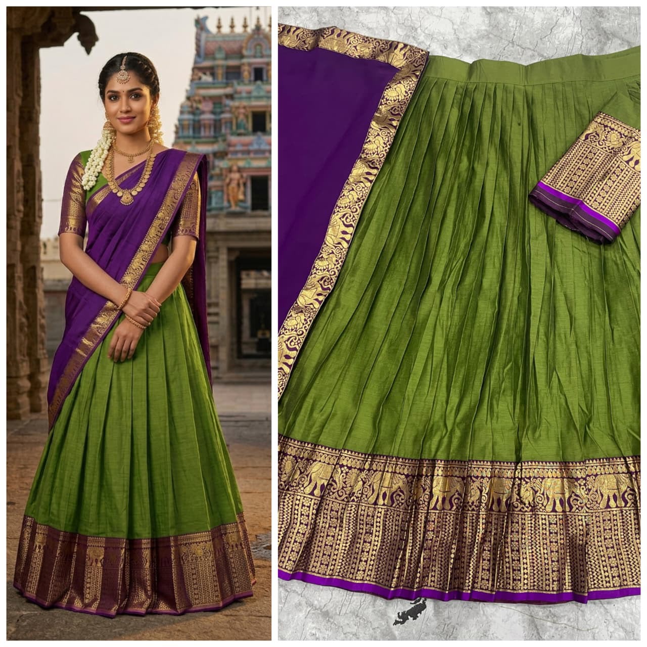 The South-style Kanjivaram Type silk lehenga (L26)