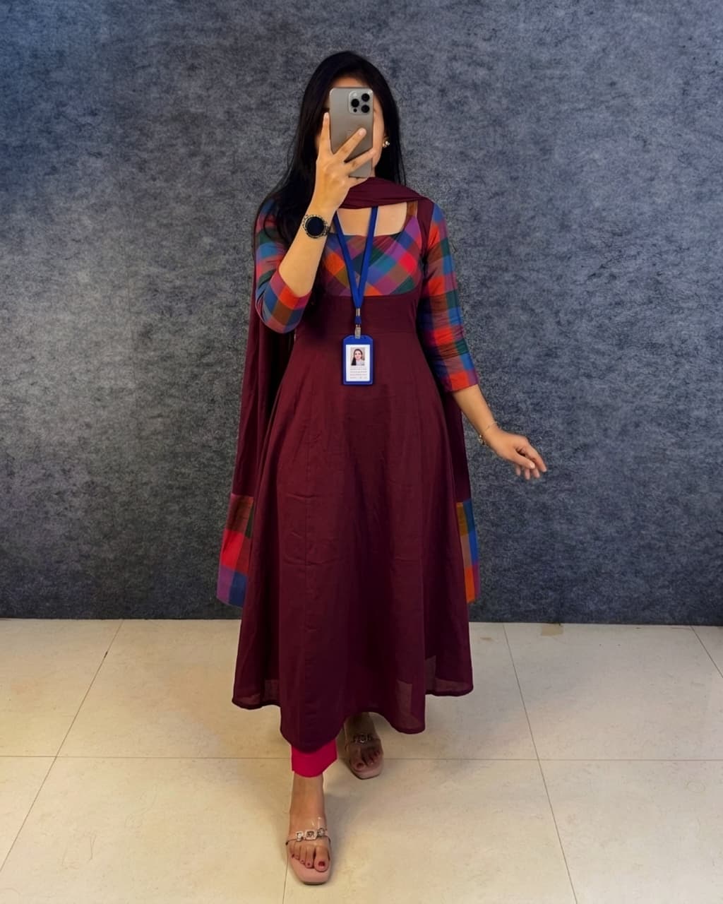 Madras Kattam Gown dupatta (MK04)