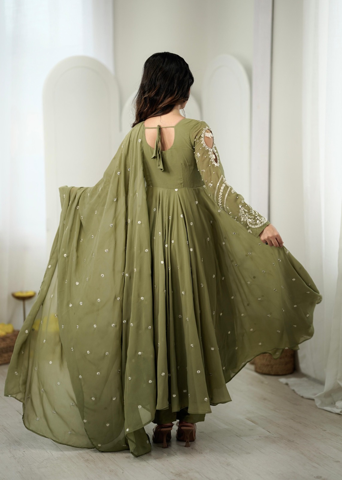 Faux Georgette  Gown And Dupatta Set (FGS02)