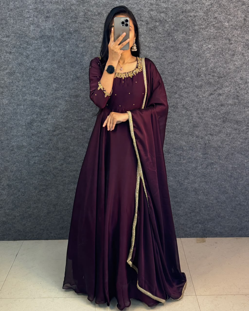 Premium rangoli silk Anarkali with dupatta(RS003)