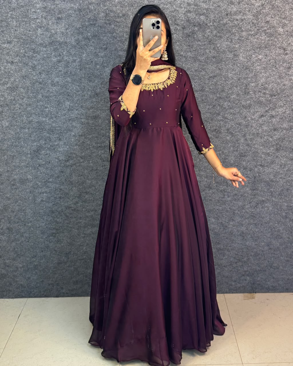 Premium rangoli silk Anarkali with dupatta(RS003)