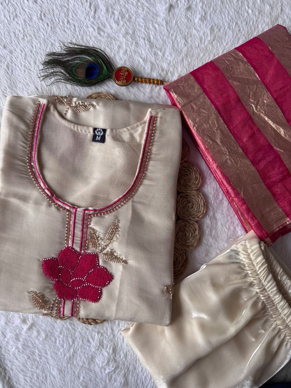 Premium Glass Roman Silk Kurti With Dupatta (RSK01)