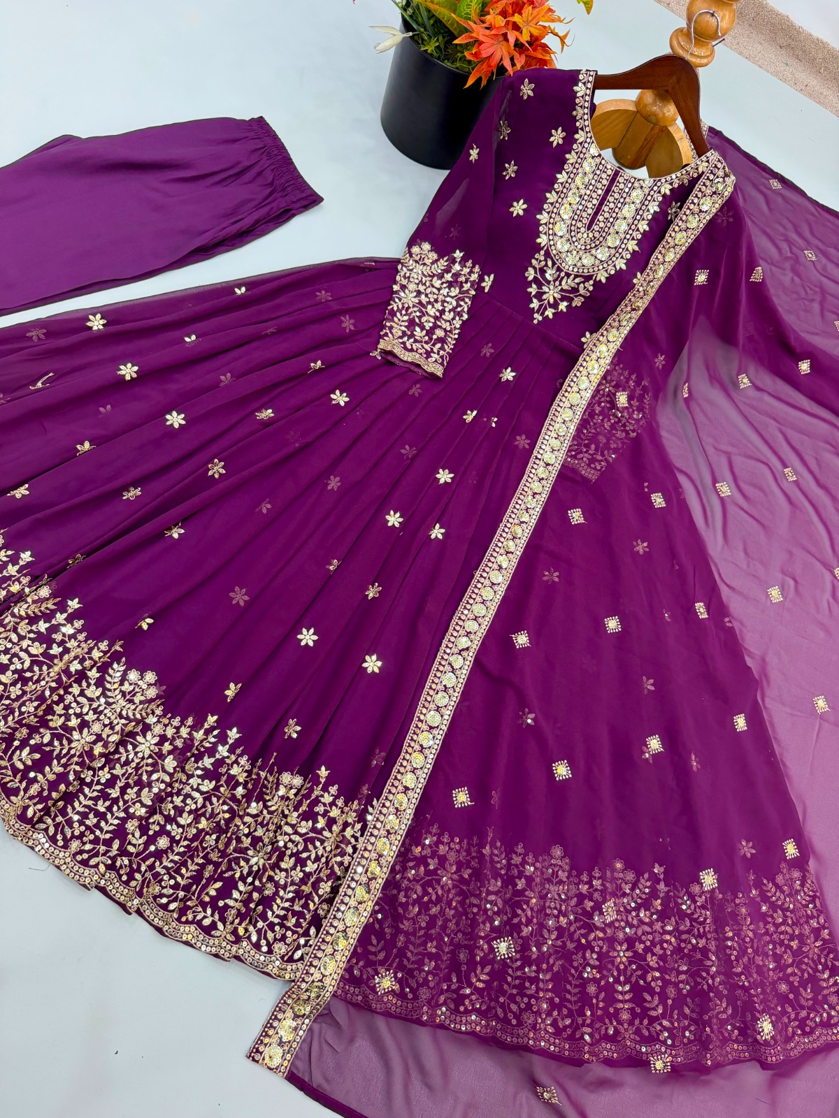 Georgette With Heavy Embroidered Sequence Ethnic Wear (EW01)
