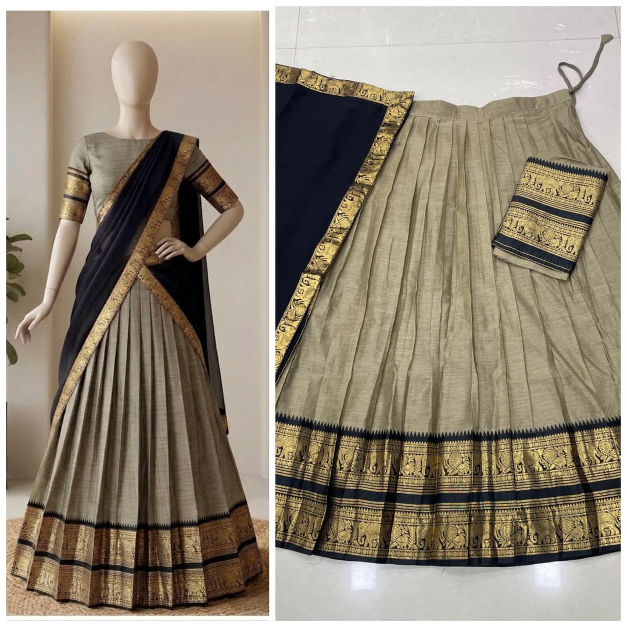 The South-style Kanjivaram Type silk lehenga (L17)