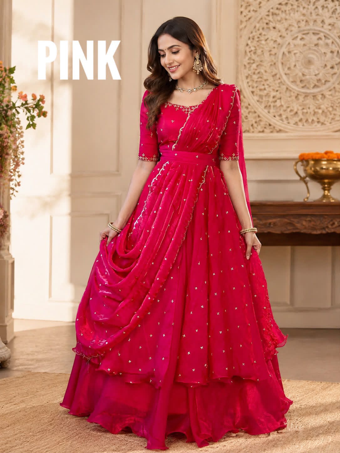 Special Beautiful Heavy Space Silk Lehenga choli Set Double Frill (L01)