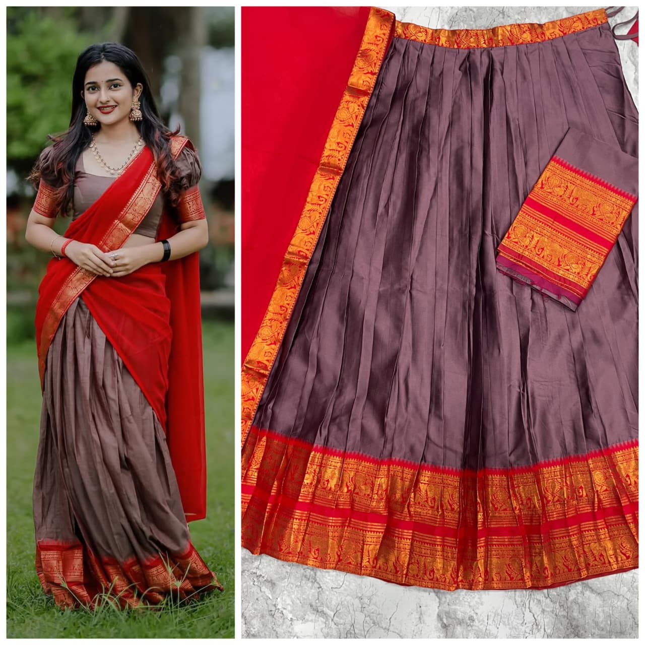 The South-style Kanjivaram Type silk lehenga (L09)