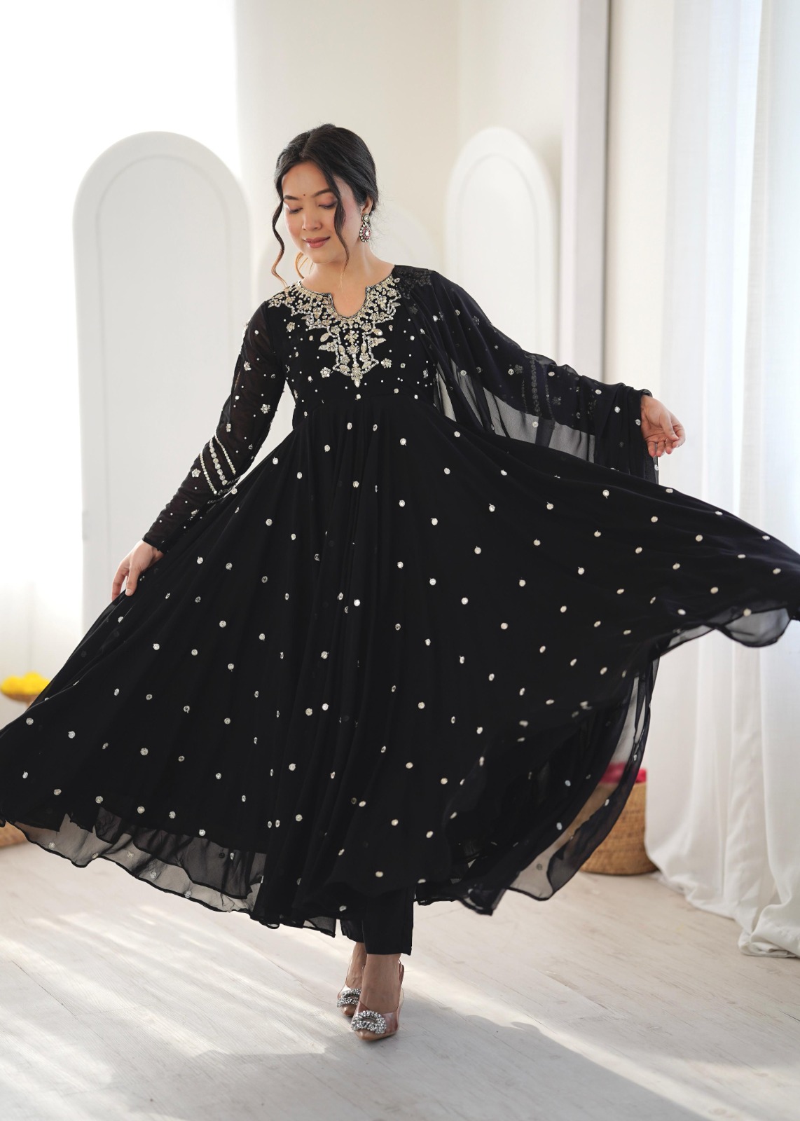 Faux Georgette  Gown And Dupatta Set (FGS01)