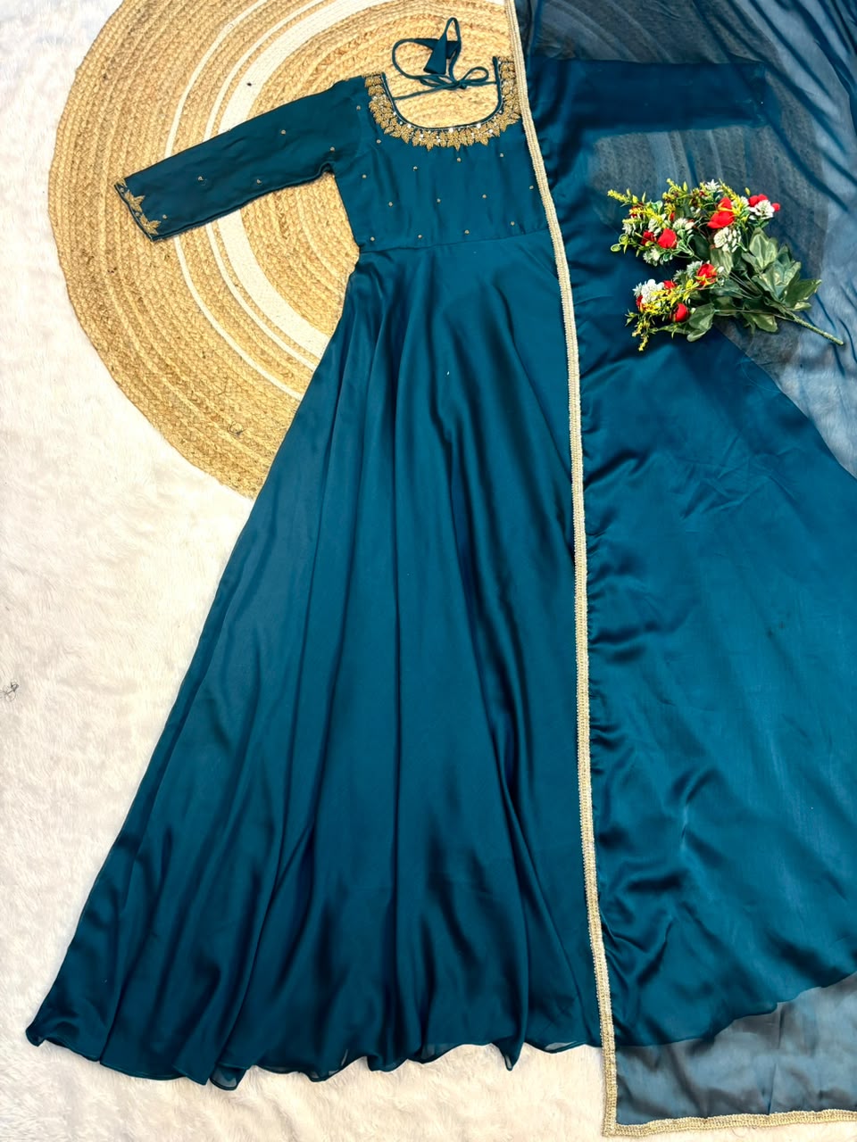 Premium rangoli silk Anarkali with dupatta(RS004)
