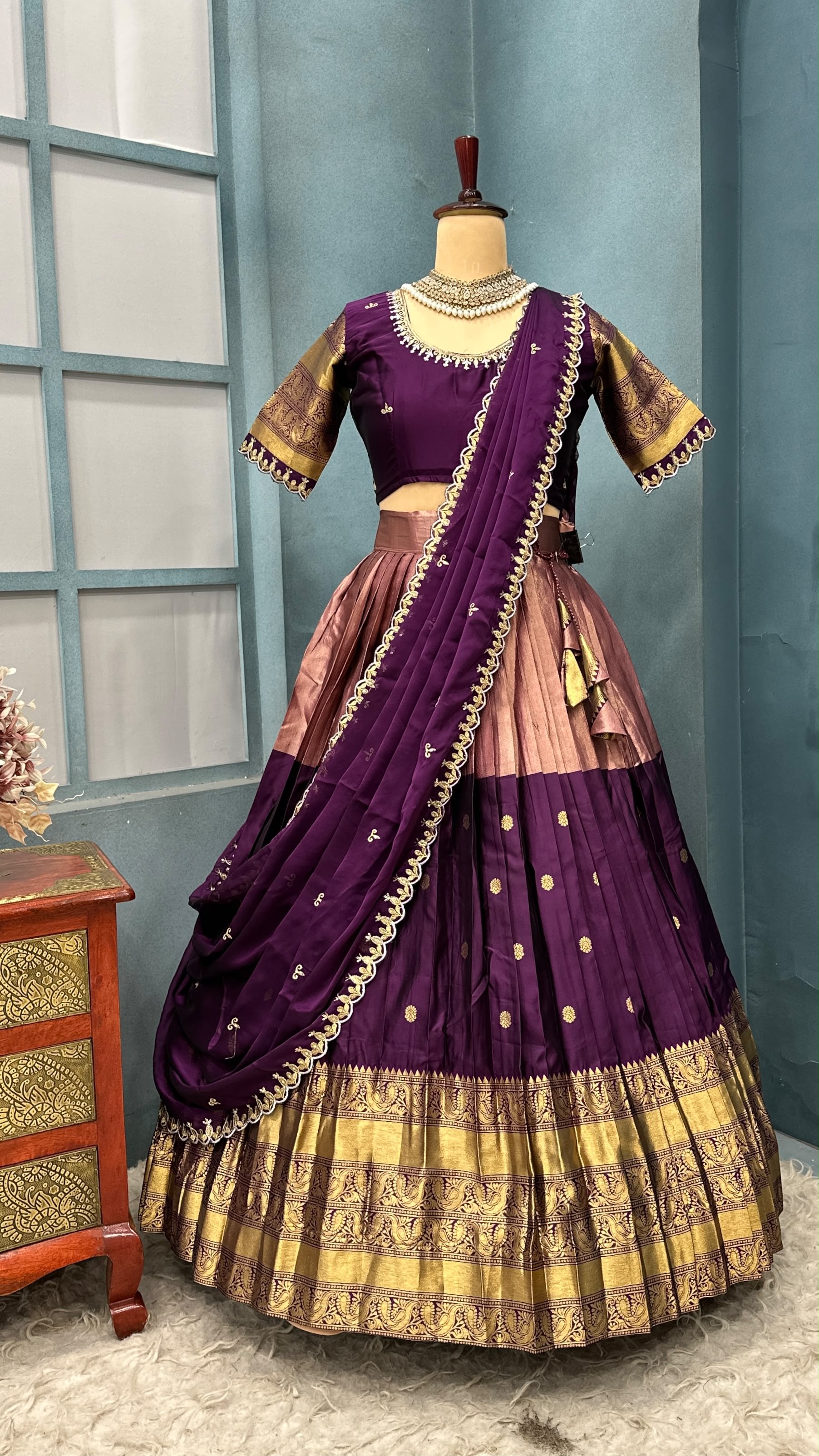 Full stiched Kanjivaram silk Lehanga (LH02)