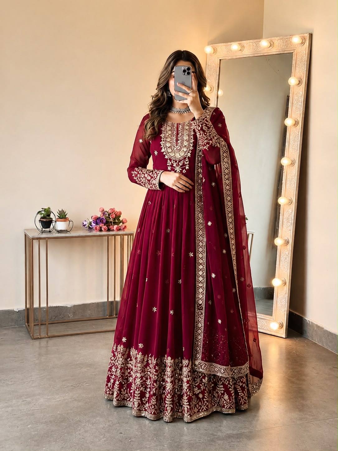 Georgette With Heavy Embroidered Sequence Ethnic Wear (EW05)