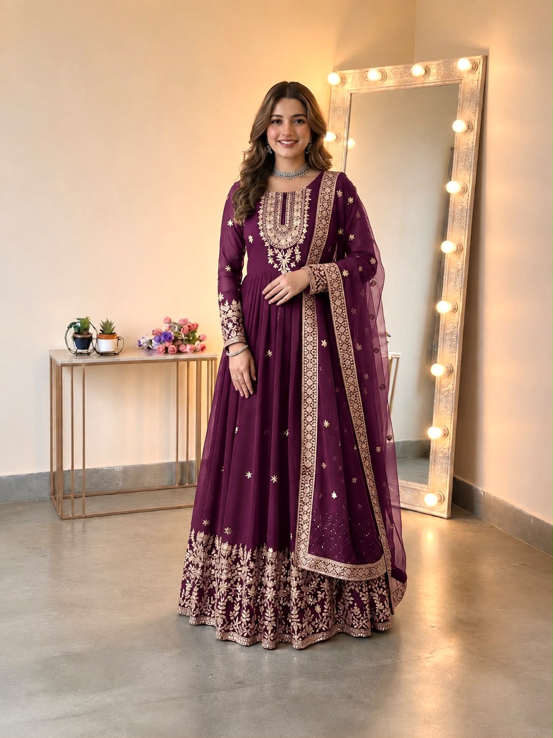 Georgette With Heavy Embroidered Sequence Ethnic Wear (EW01)
