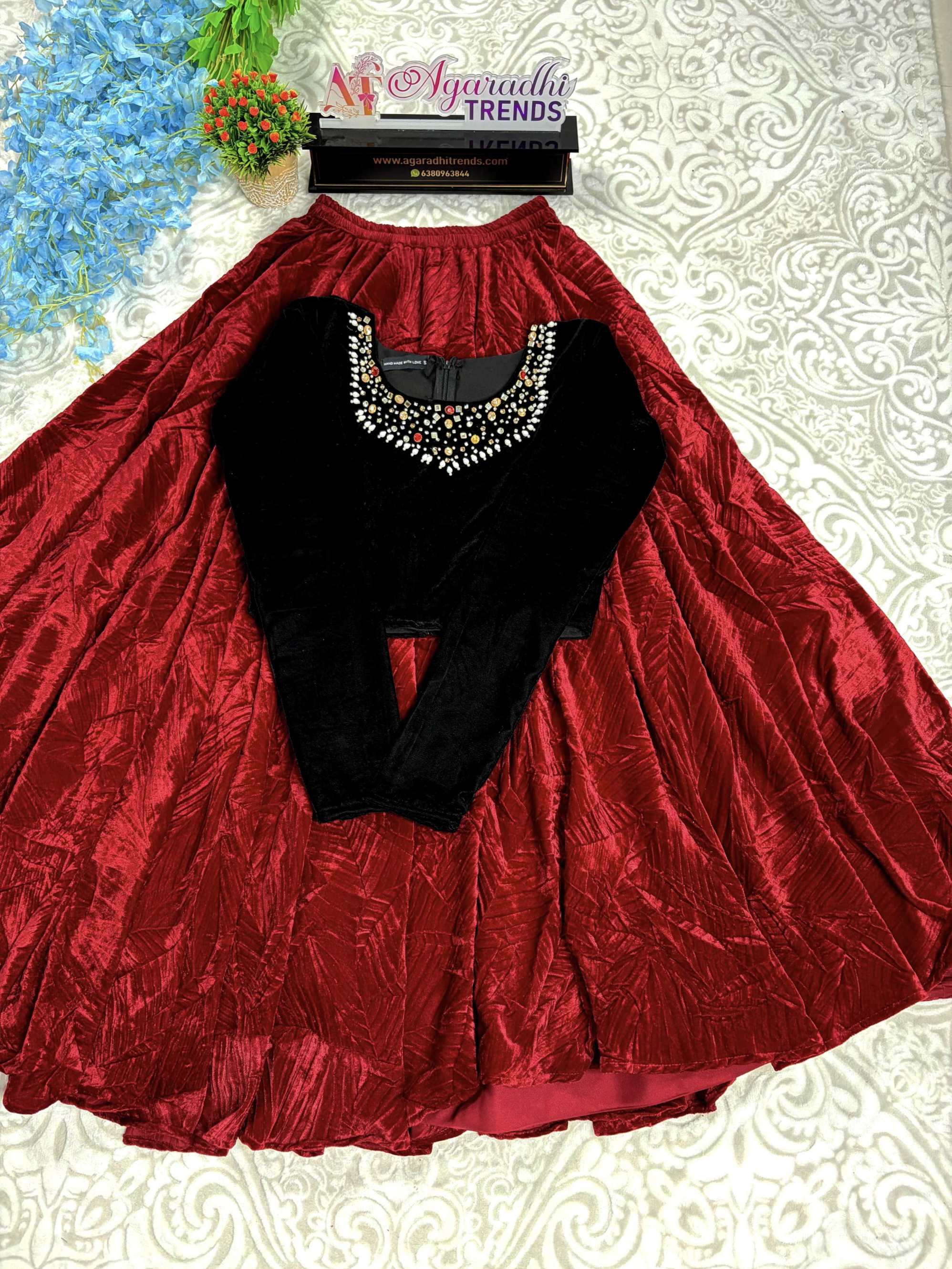 Velvet Crop Top with Skirt (VCT01)