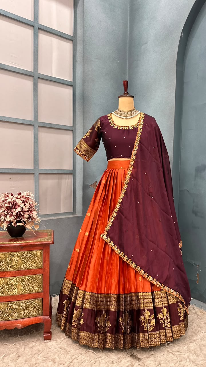 Full stiched Kanjivaram silk Lehanga (L001)