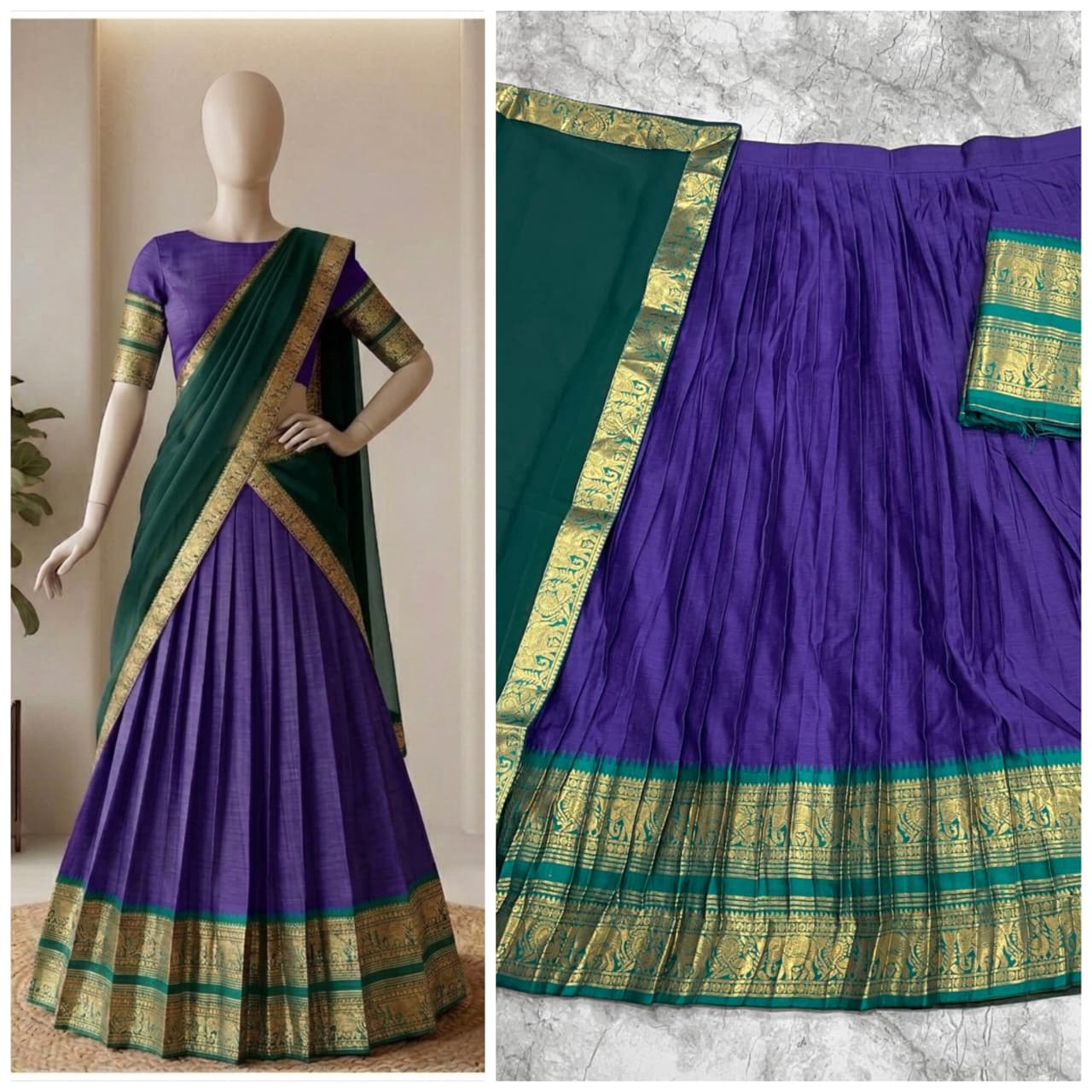 The South-style Kanjivaram Type silk lehenga (L21)