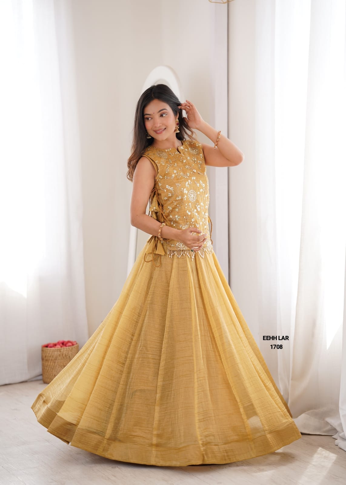 Elegant Flared Lehenga with Intricate Zari Embroidered Koti With Plain Blouse (LB02)