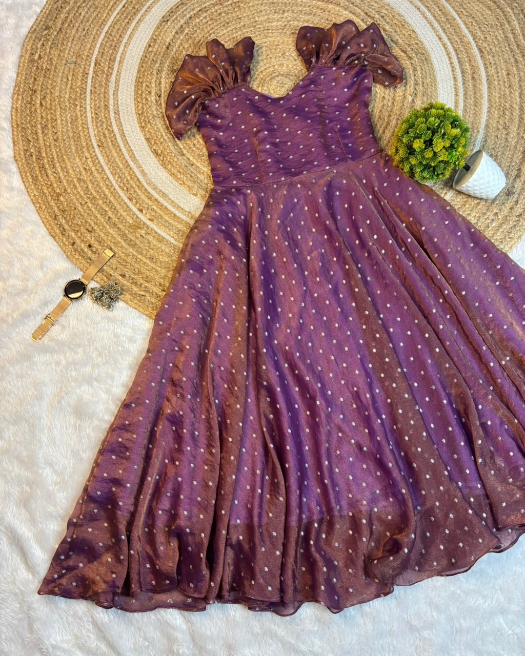 Designer princess party wear Tissue Butti  Midi gown (TG04)