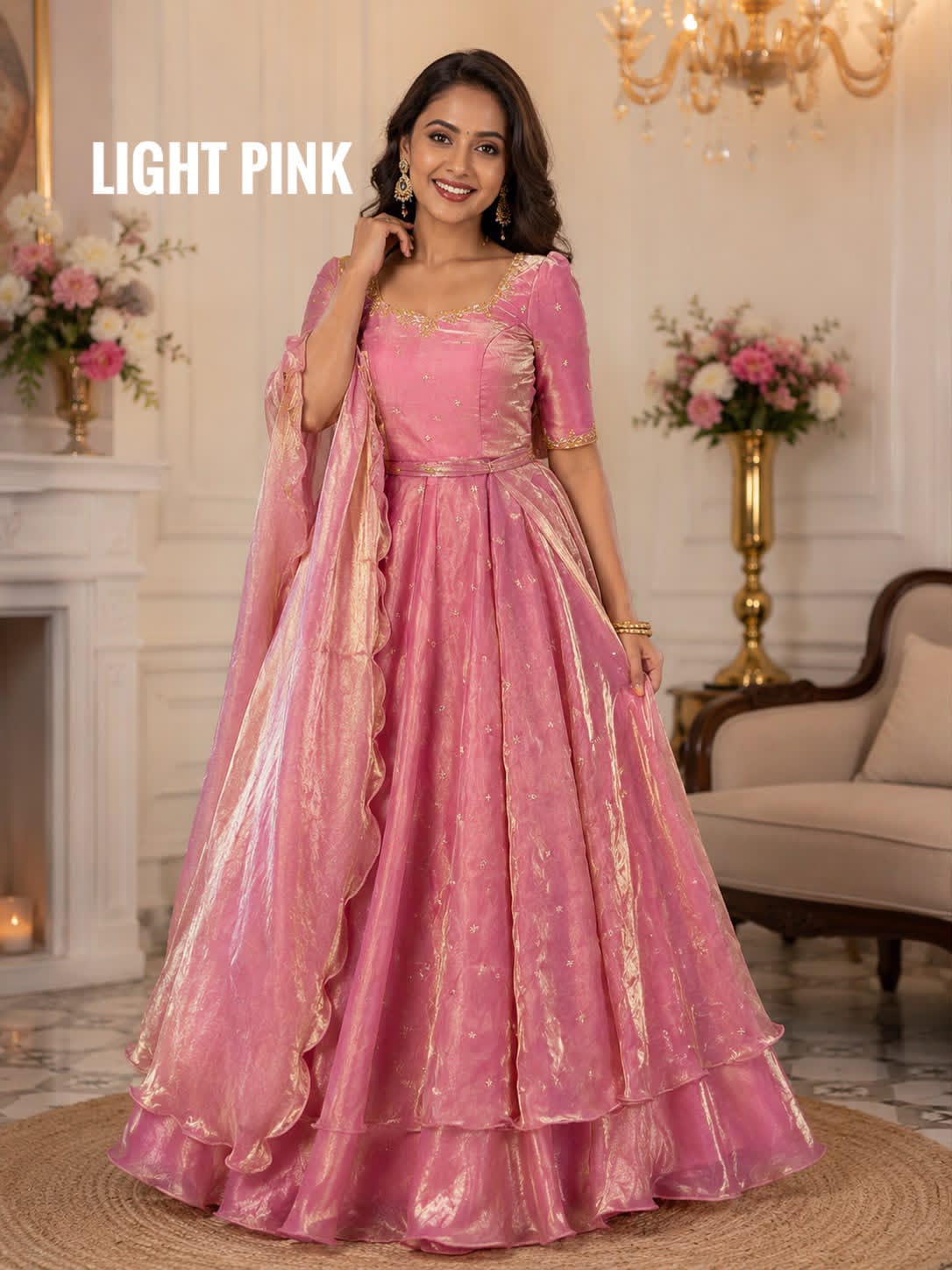 Special Beautiful Heavy Space Silk Lehenga choli Set Double Frill (L07)