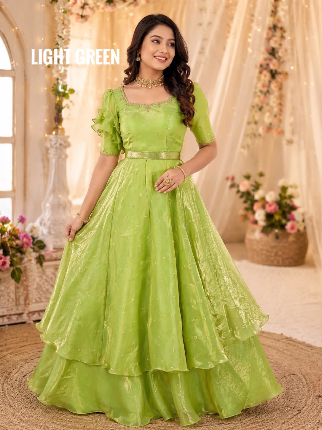 Special Beautiful Heavy Space Silk Lehenga choli Set Double Frill (L03)