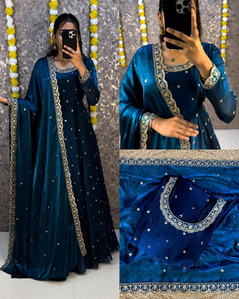 Rich Sequence Embroidery Gown with Dupatta Set (RSG03)