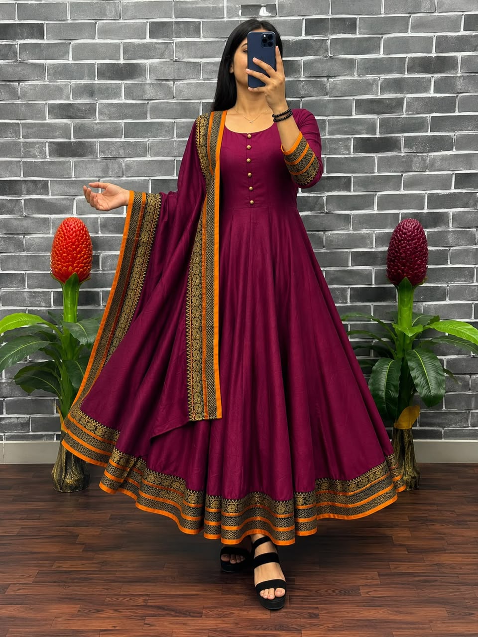 VICHITRA SILK ANARKALI WITH DUPATTA (VSA02)