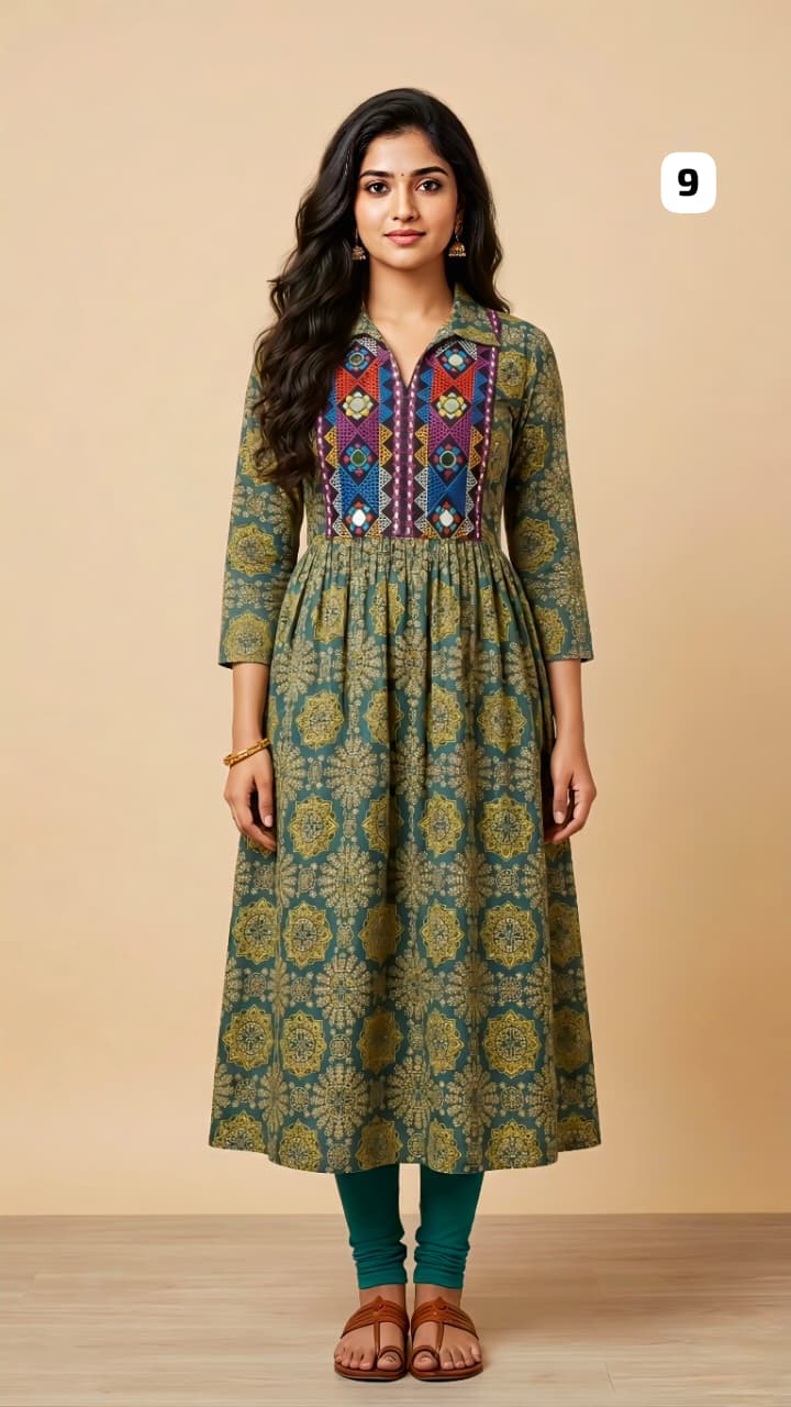 Cotton Mirror work Kurti 9