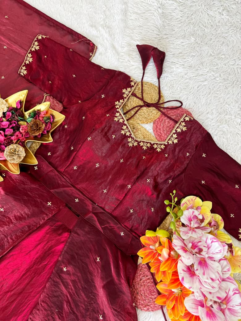 Special Beautiful Heavy Space Silk Lehenga choli Set Double Frill (L02)
