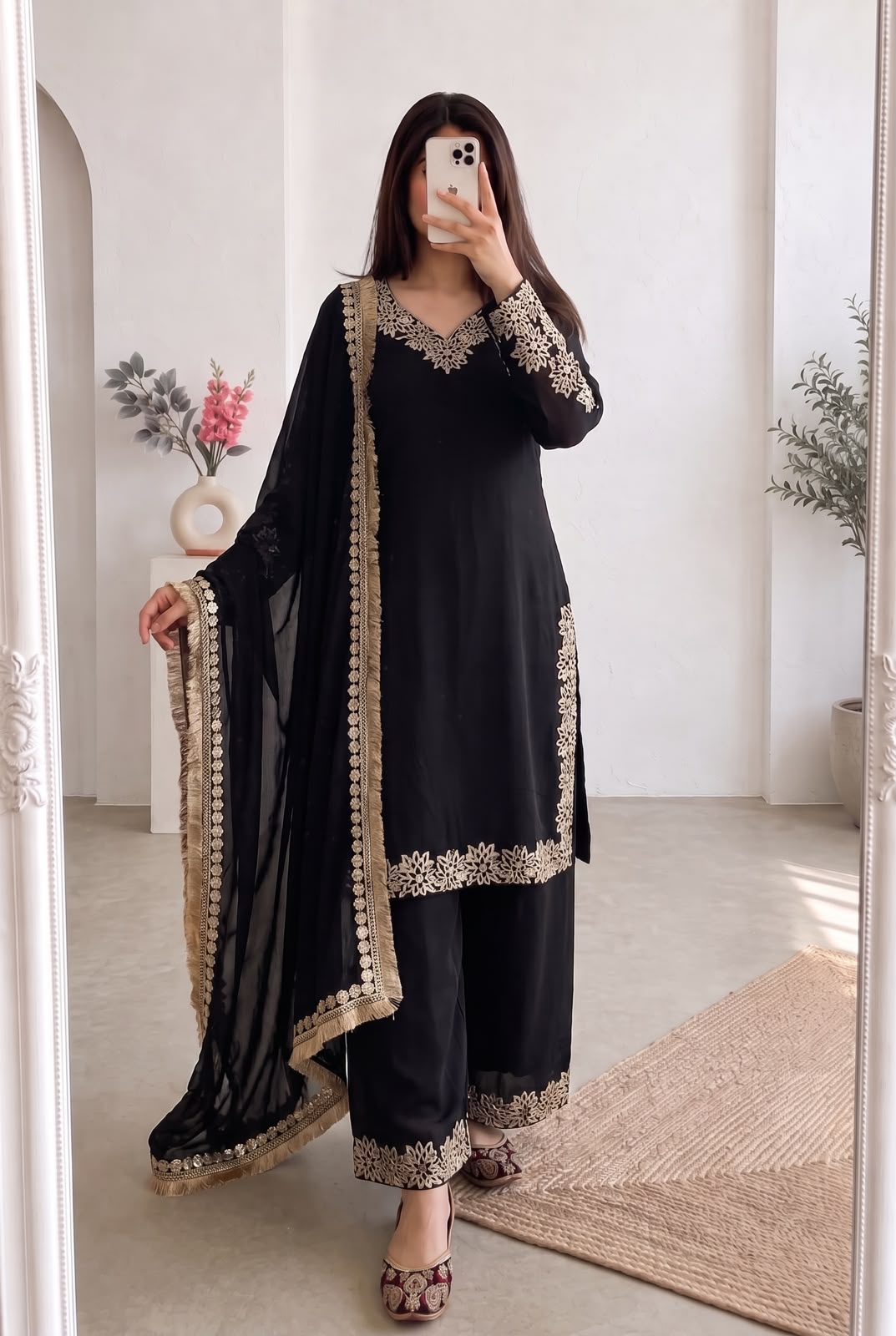 Designer Party Wear Look Collection -Chinon Silk- Three piece Set (CS01)
