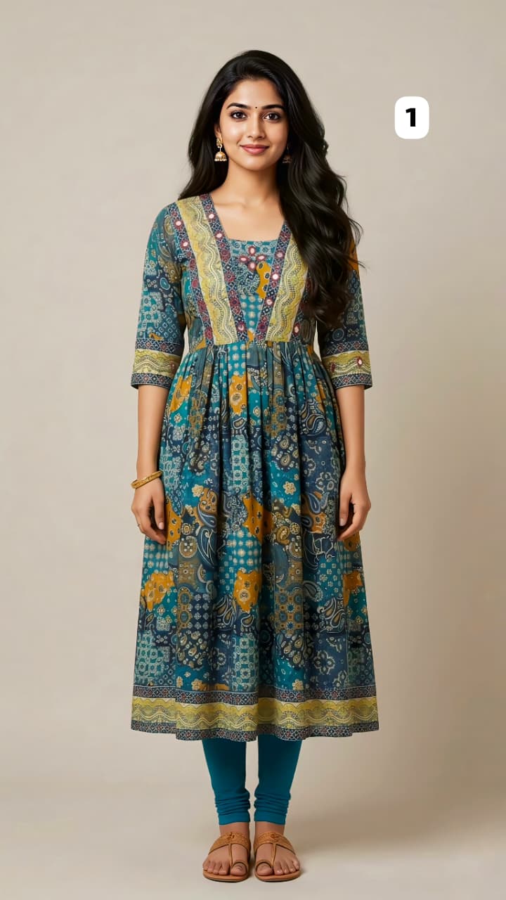 Cotton Mirror work Kurti 1