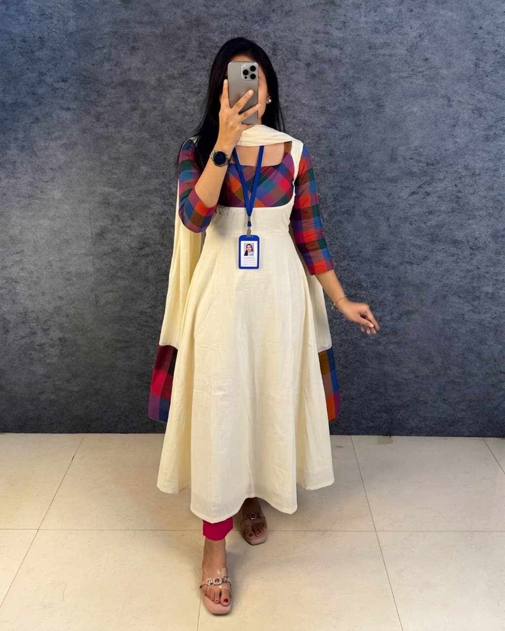 Madras Kattam Gown dupatta (MK03)