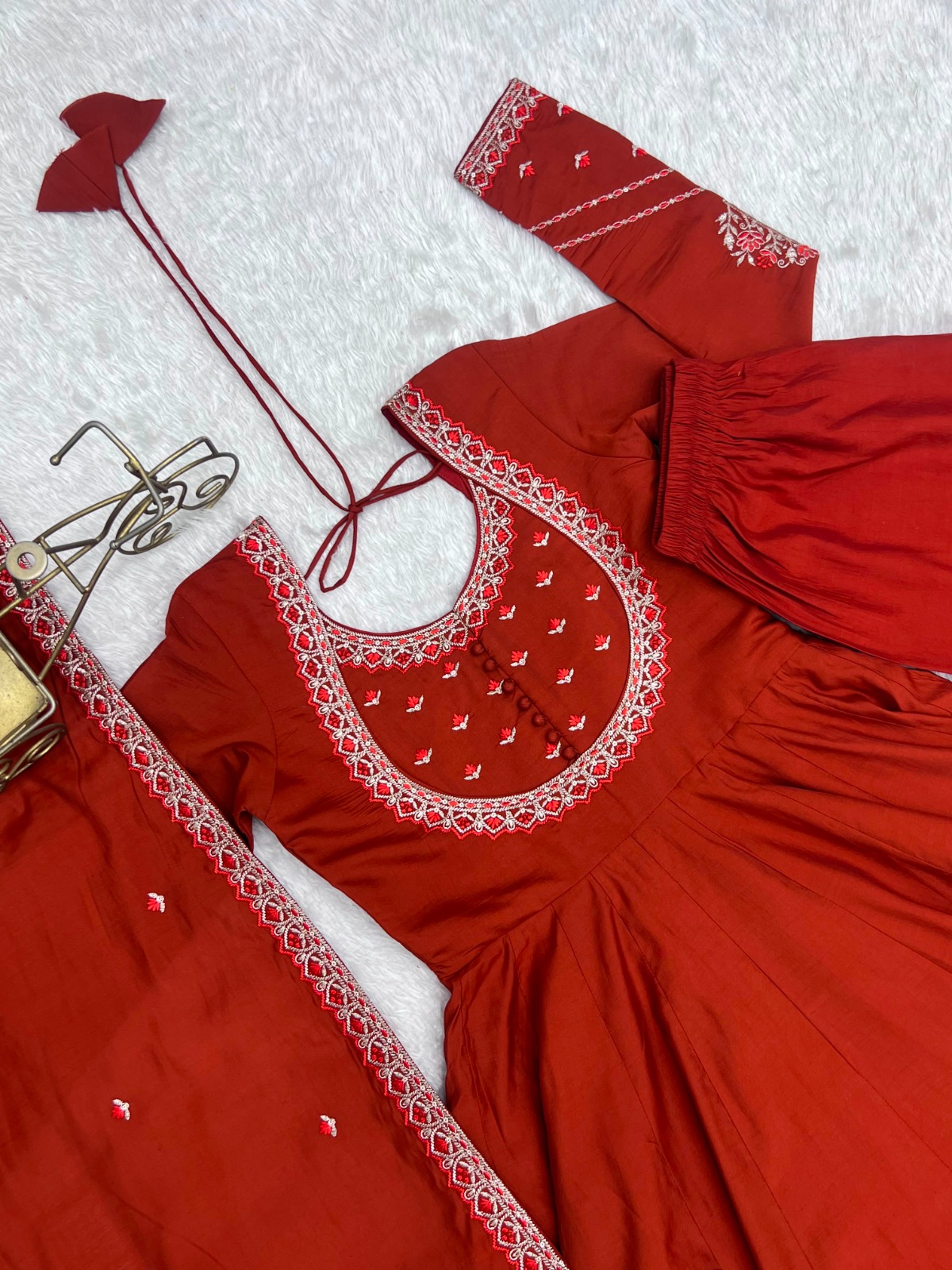 Roman Chanderi Silk Fabric Fully Flare Anarkali (RCS01)
