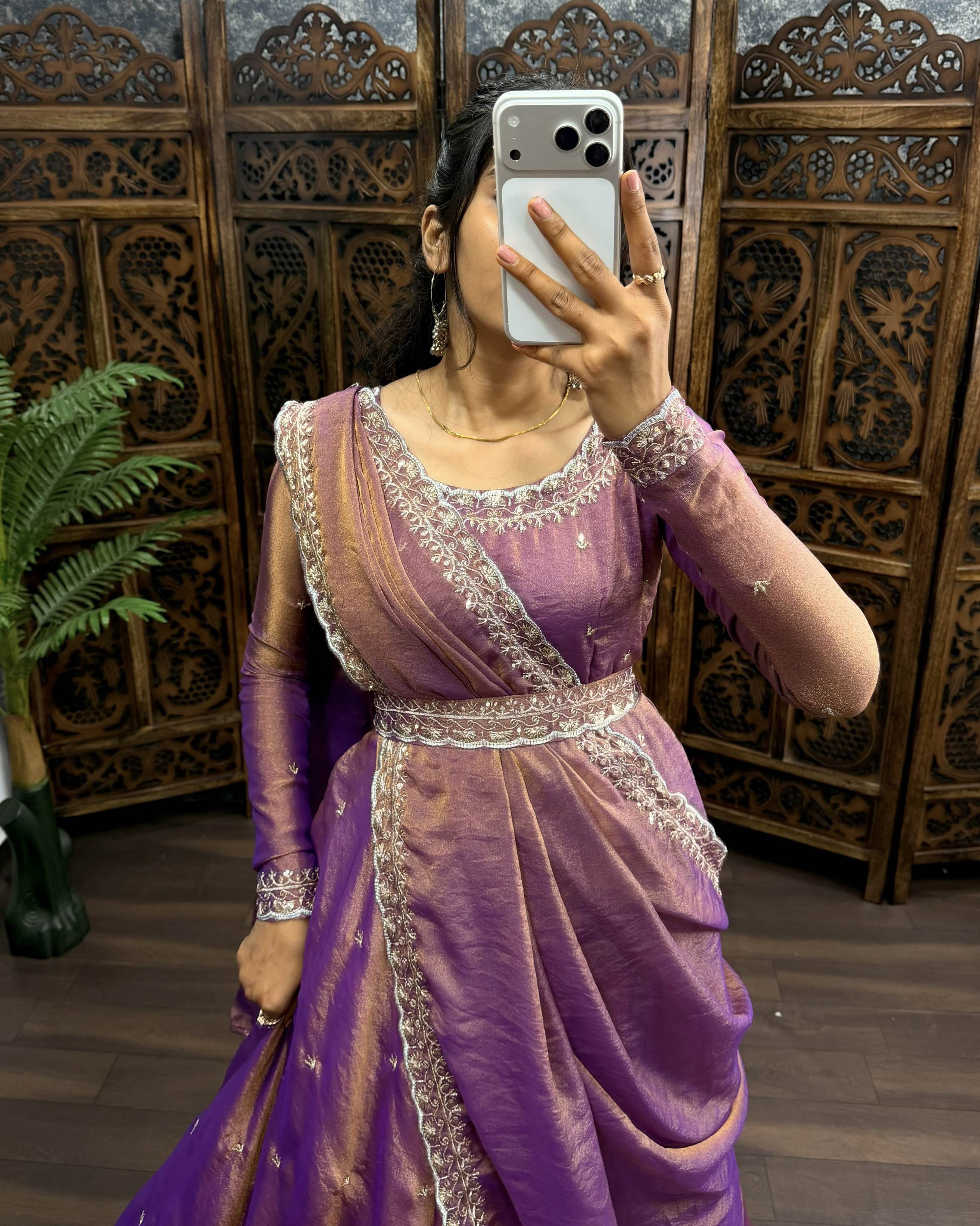 South Silk Gown with Dupatta & Belt ( PSSG03)