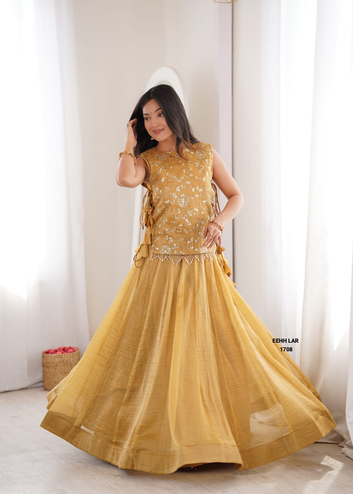 Elegant Flared Lehenga with Intricate Zari Embroidered Koti With Plain Blouse (LB02)
