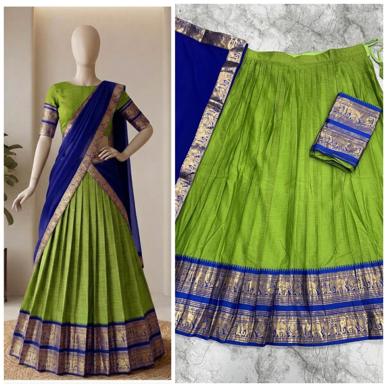 The South-style Kanjivaram Type silk lehenga (L15)