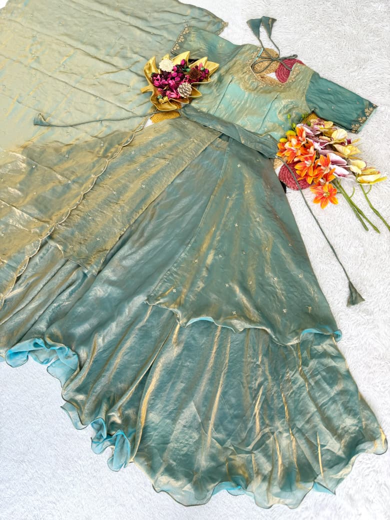 Special Beautiful Heavy Space Silk Lehenga choli Set Double Frill (L05)