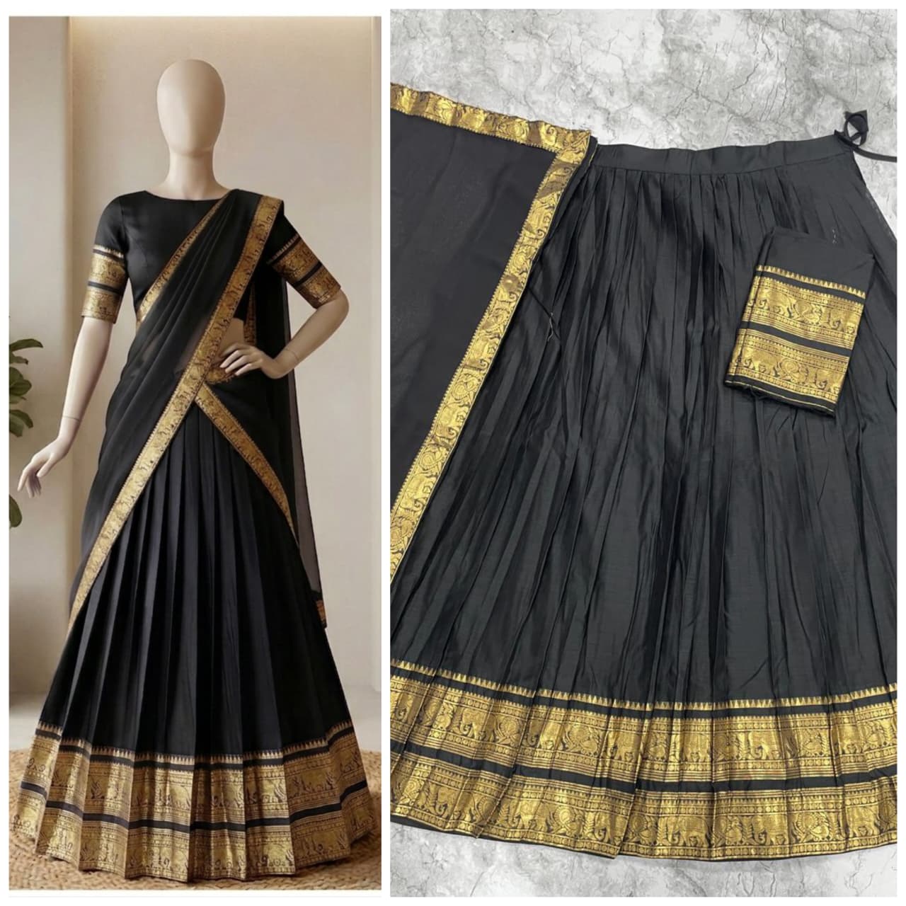 The South-style Kanjivaram Type silk lehenga (L20)