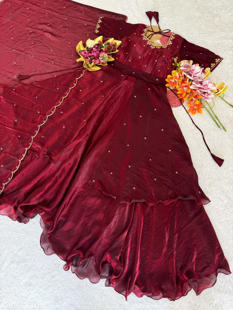 Special Beautiful Heavy Space Silk Lehenga choli Set Double Frill (L02)