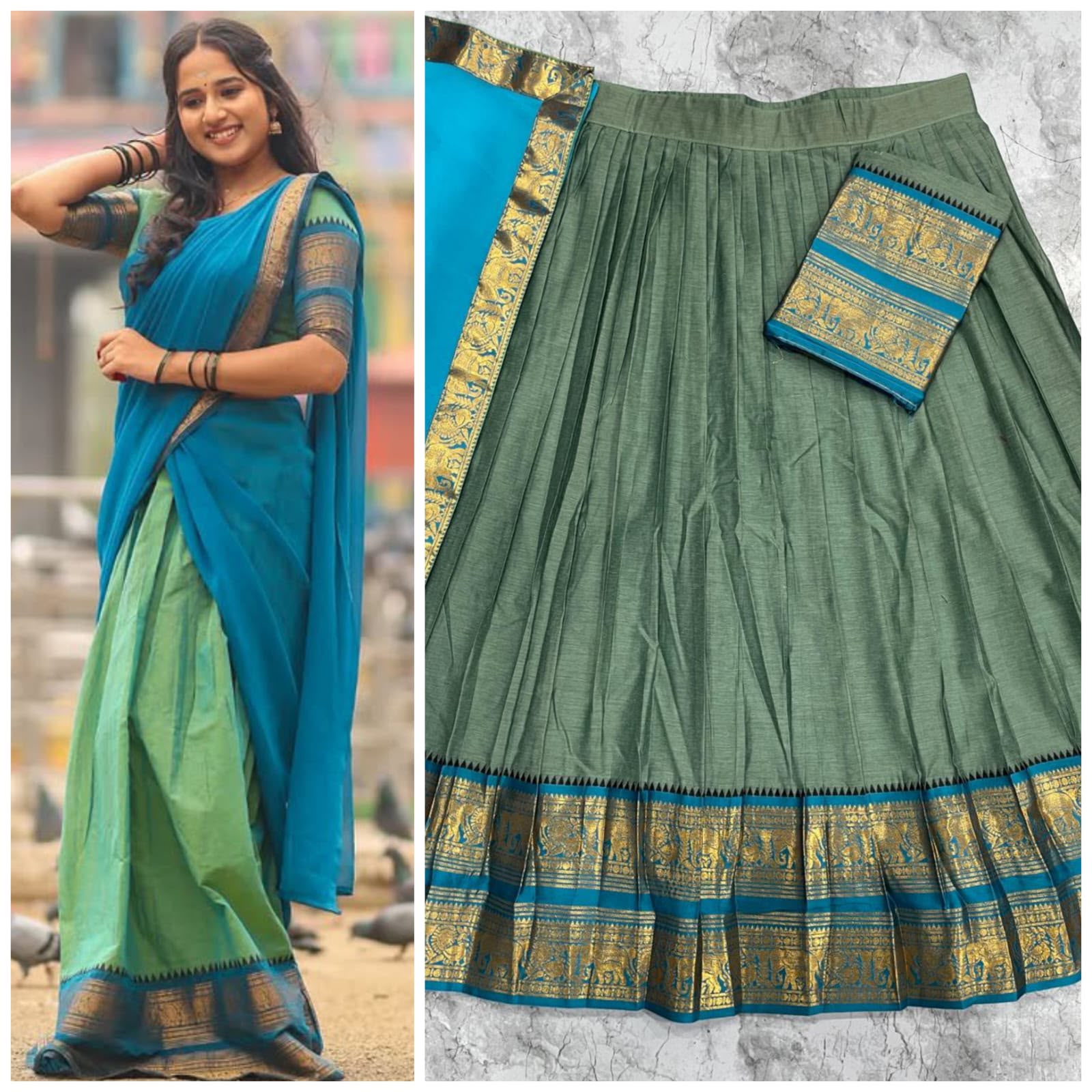 The South-style Kanjivaram Type silk lehenga (L46)