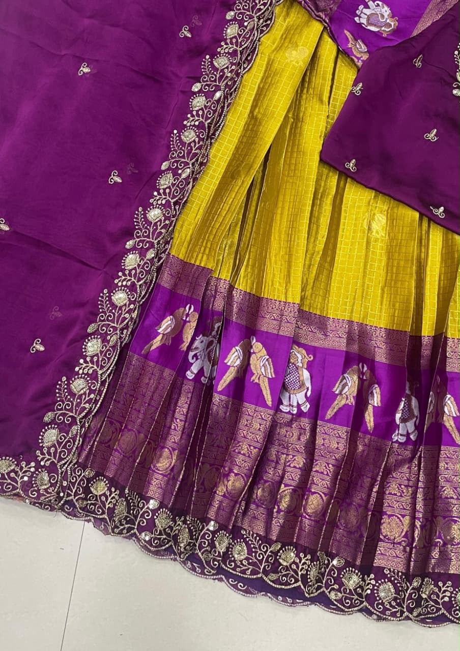 Full stiched Kanjivaram silk Lehanga (LH04)