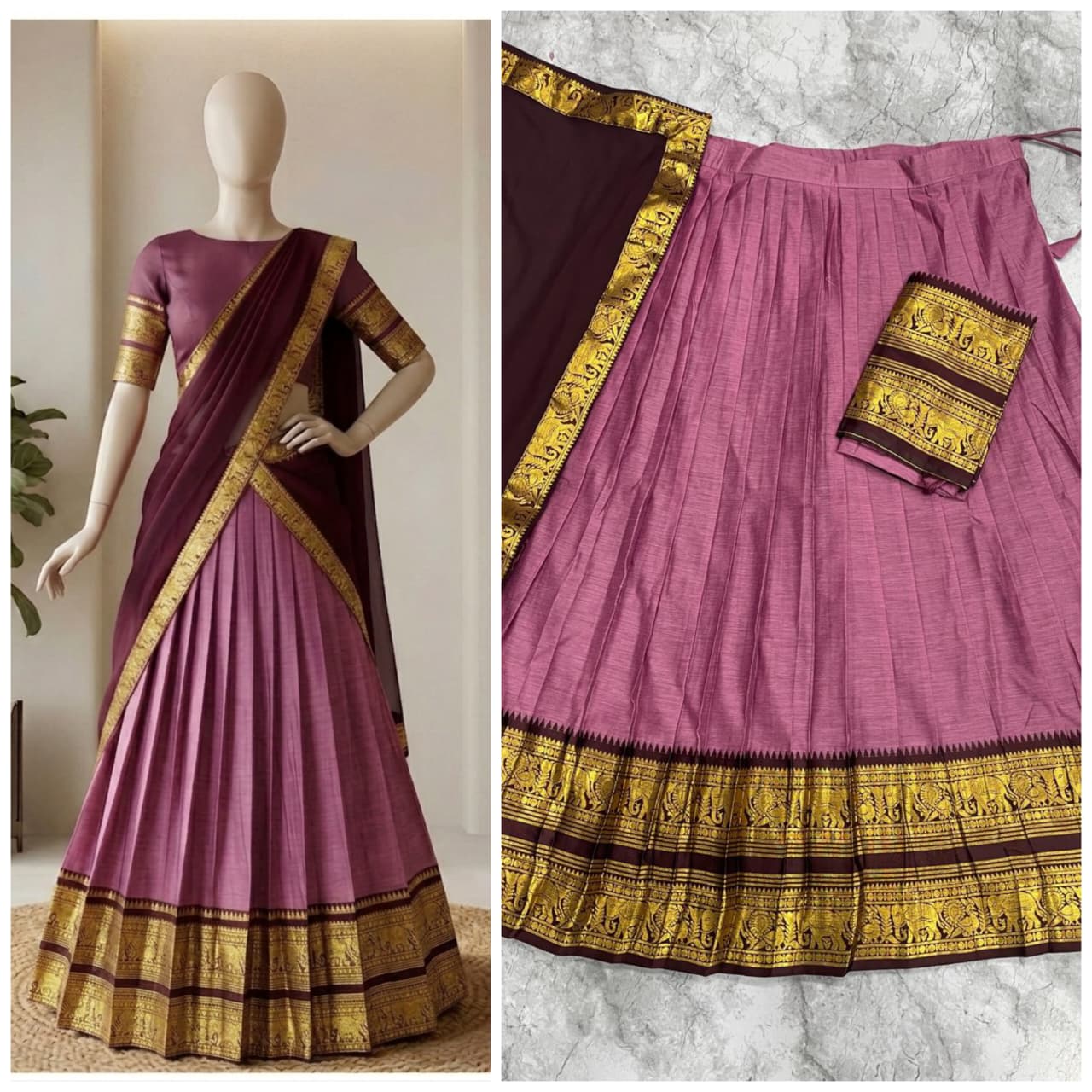The South-style Kanjivaram Type silk lehenga (L14)