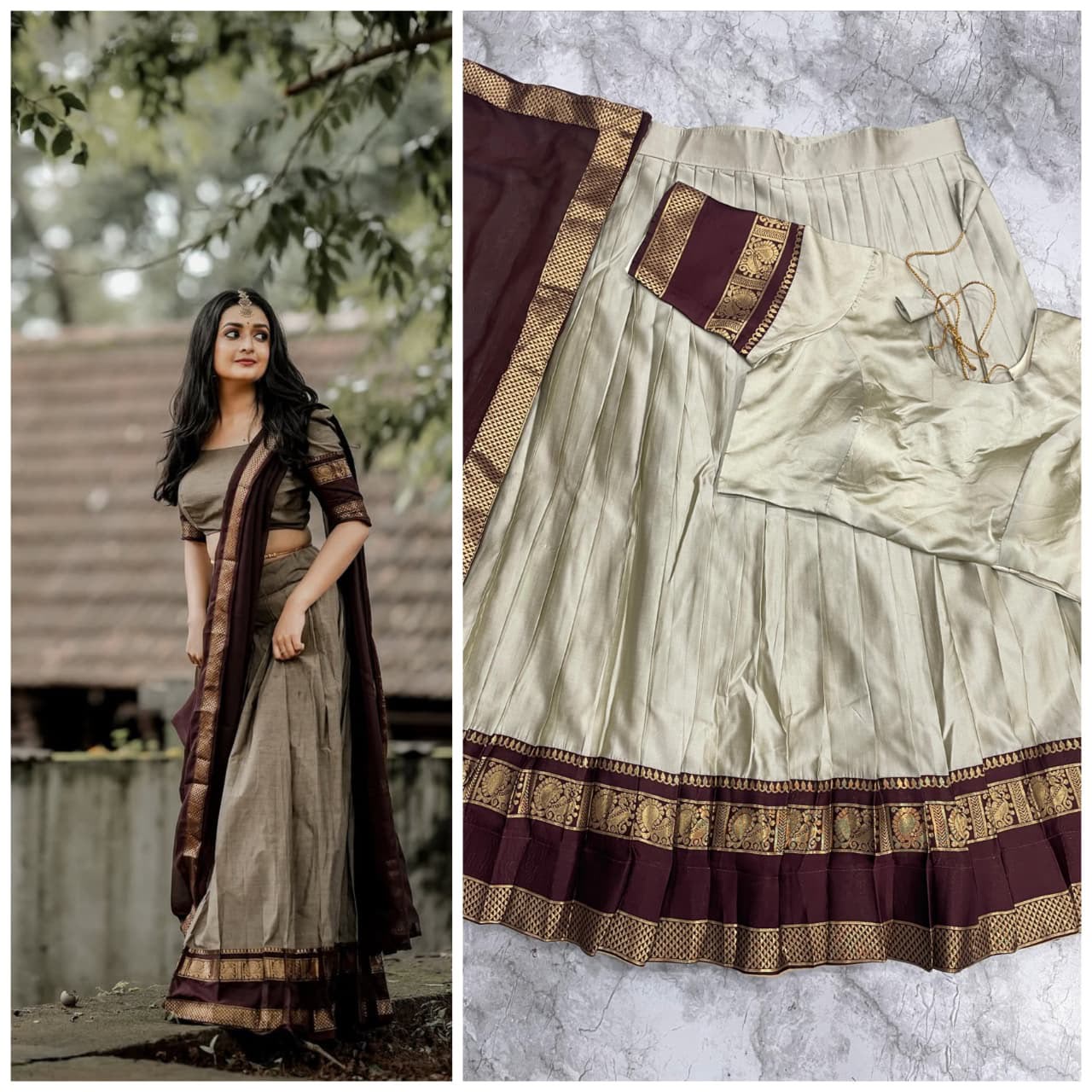 The South-style Kanjivaram Type silk lehenga (L28)