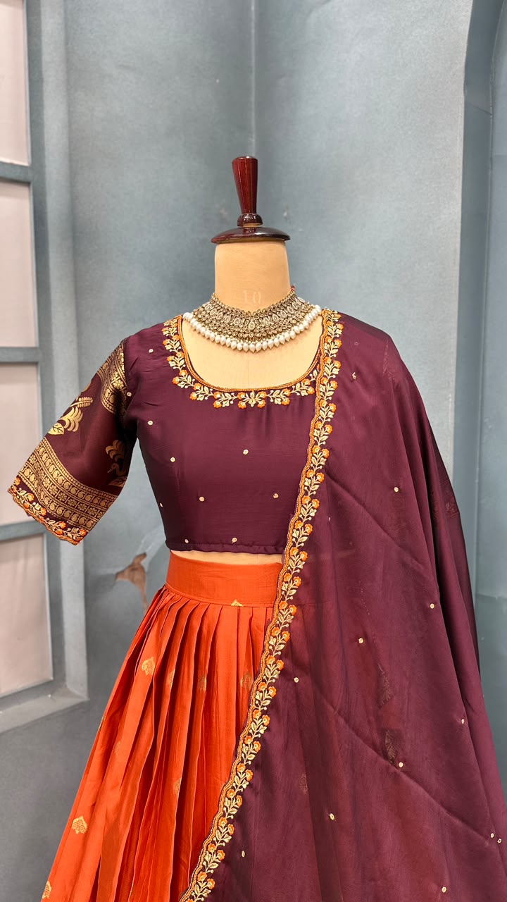 Full stiched Kanjivaram silk Lehanga (L001)