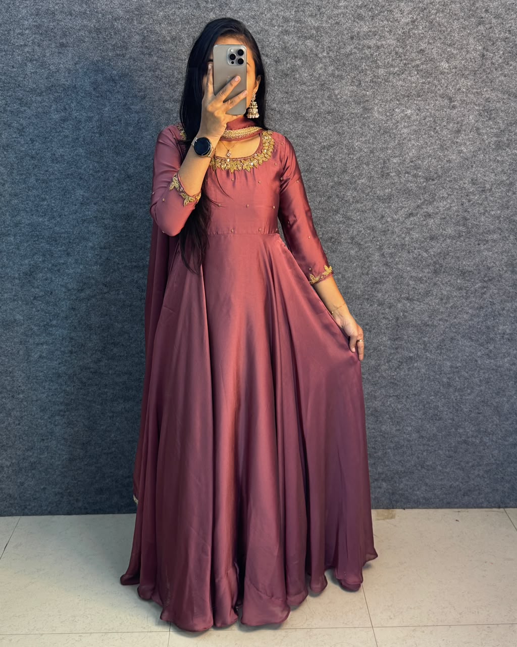 Premium rangoli silk Anarkali with dupatta(RS002)