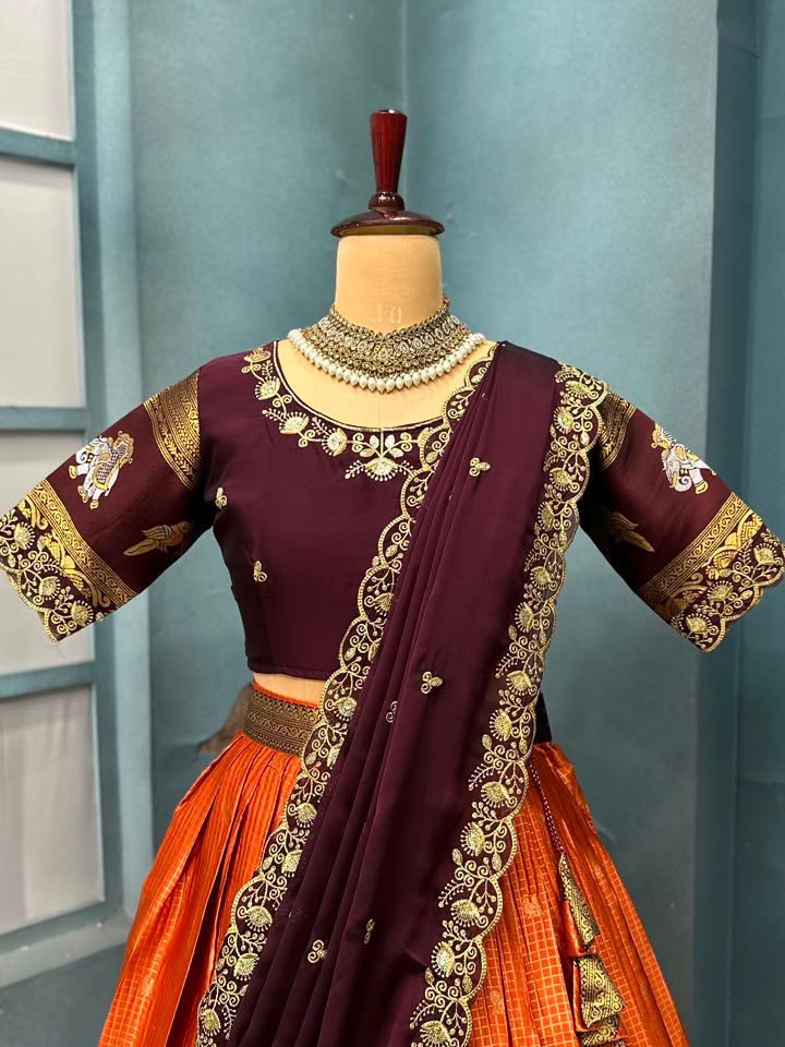 Full stiched Kanjivaram silk Lehanga (LH05)