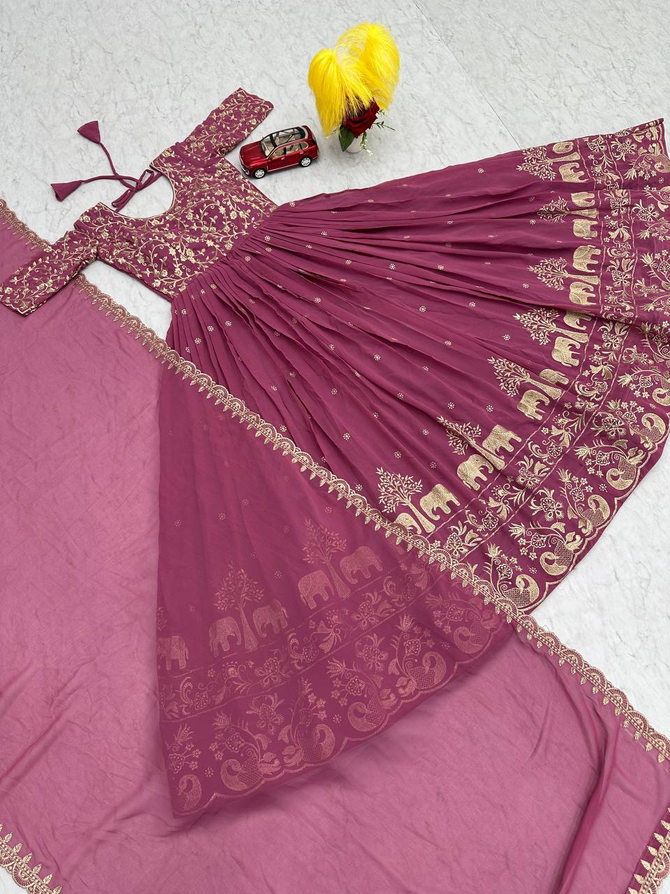 Festival Special Fox Georgette Embroidered Gown with Dupatta