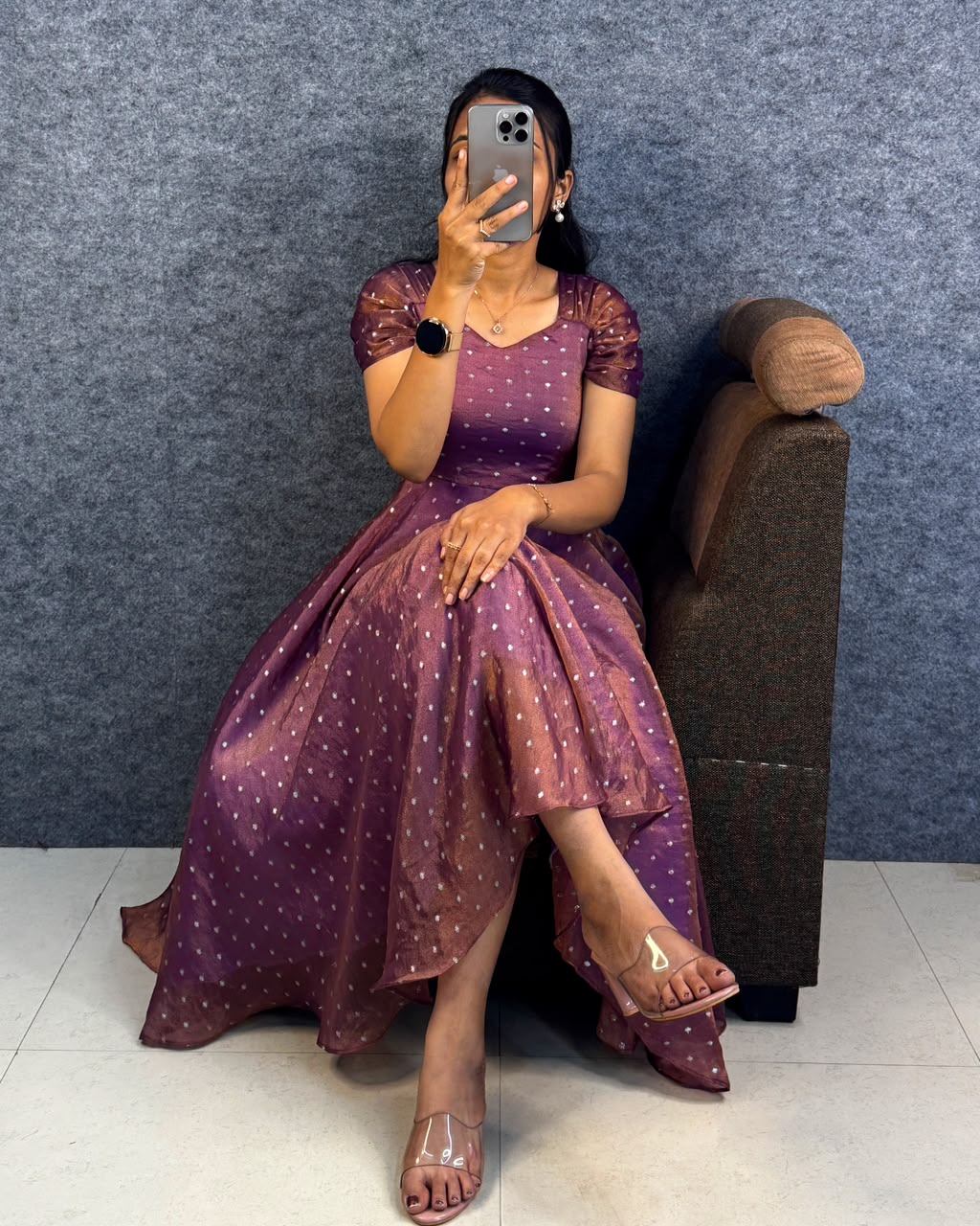Designer princess party wear Tissue Butti  Midi gown (TG04)